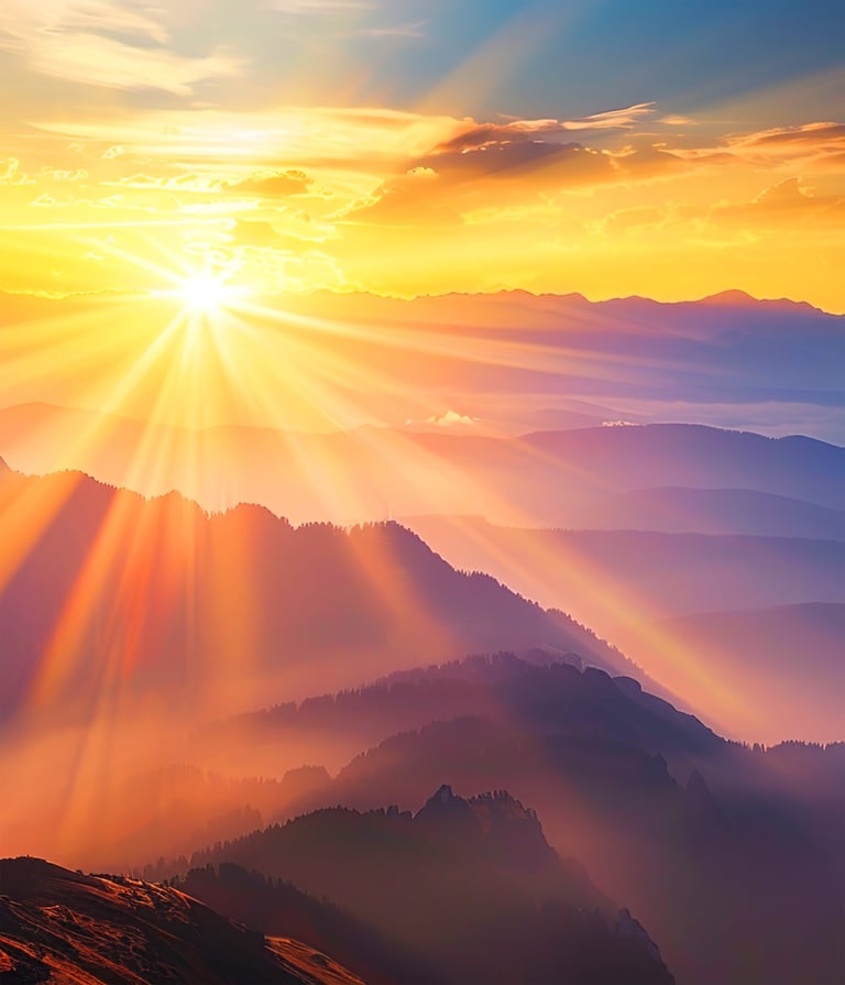 Radiant mood - golden sunrise over mountains